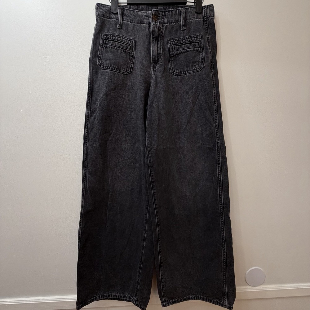 Old Navy High Rise Baggy Wide Leg Jean Black 2 Vintage‎ Wash